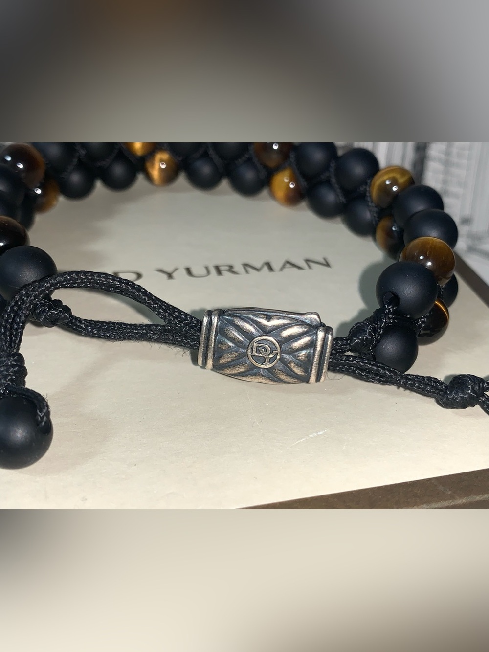David Yurman Spiritual Beads Two-Row Woven Bracelet w/ Black Onyx & Tiger's Eye - Picture 7 of 16